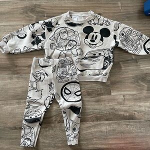 Disney Character Print Kids Sweatshirt and Pants Set